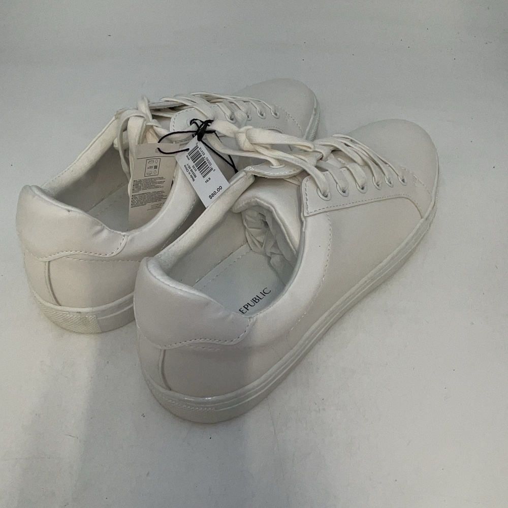Banana Republic Shoes Mens White Vegan Leather Casual Lace Up Sneakers Size 10.5